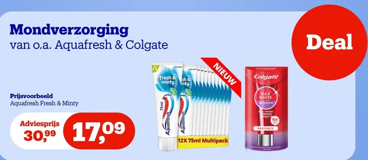 Aanbieding: Mondverzorging van o.a. Aquafresh & Colgate -