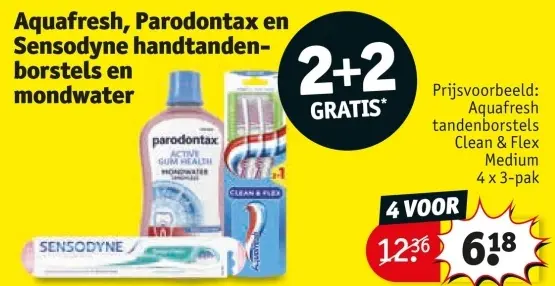 Aanbieding: Aquafresh, Parodontax en Sensodyne handtandenborstels en mondwater