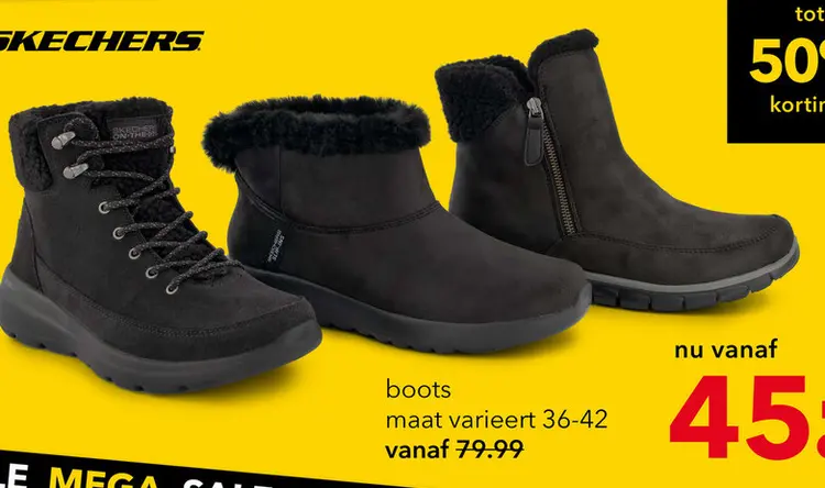 Aanbieding: Skechers Synergy - Collab gevoerde dames enkellaarsjes zwart