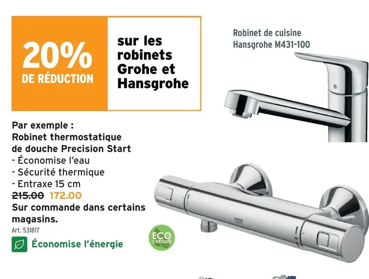 Offre: Robinet thermostatique de douche Precision Start