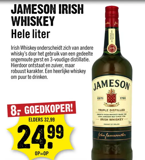 Aanbieding: Jameson Irish Whiskey 100 cl