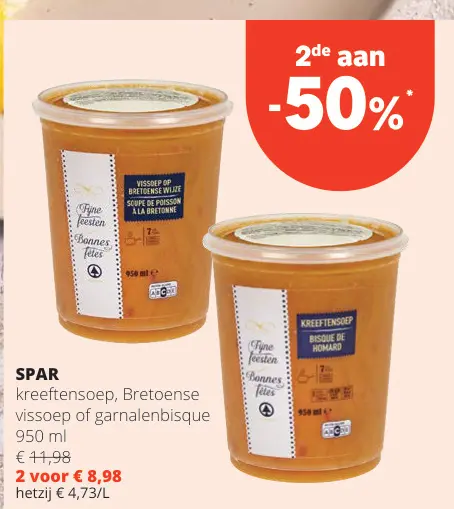 Promotie: kreeftensoep, Bretoense vissoep of garnalenbi