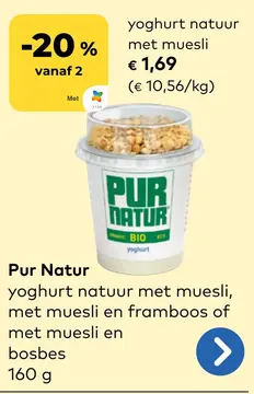 Aanbieding: yoghurt natuur met muesli