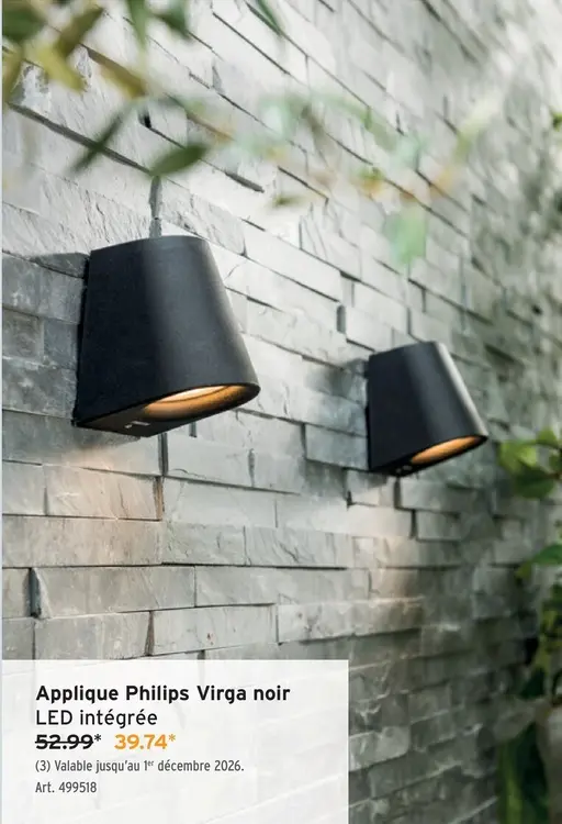 Offre: Applique Virga noir LED intégrée