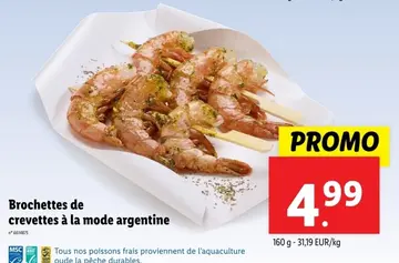 Offre: Brochettes de crevettes à la mode argentine
