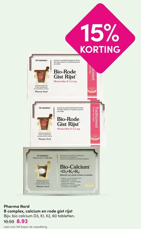 Aanbieding: B complex, calcium en rode gist rijst