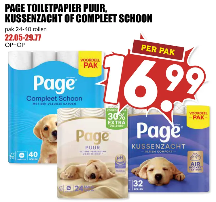 Aanbieding: Toiletpapier puur, kussenzacht of compleet schoon