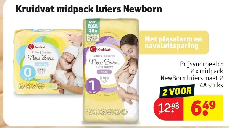 Promotie: Kruidvat midpack luiers Newborn