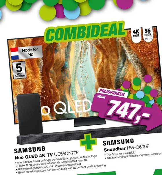 Aanbieding: EP:Bundelactie Samsung QE55QN77F TV+ HW-Q600F Soundbar