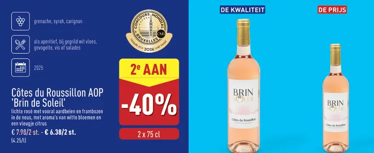 Promotie: Côtes du Roussillon AOP 'Brin de Soleil'