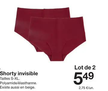 Offre: Shorty invisible