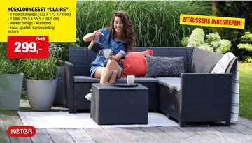 Aanbieding: Keter Claire loungeset 5 plaatsen grafiet