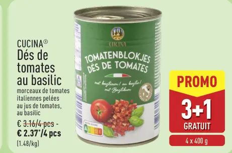 Offre: Dés de tomates au basilic