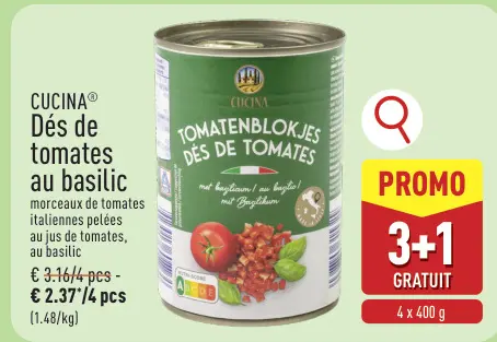 Offre: Dés de tomates au basilic