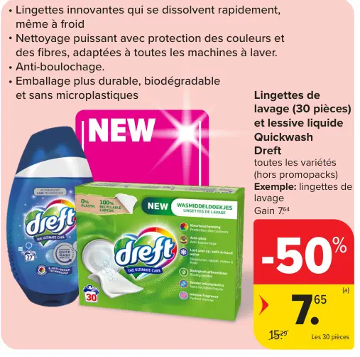 Offre: Lingettes de lavage et lessive liquide Quickwash 