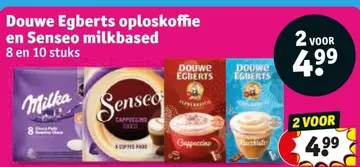 Aanbieding: Douwe Egberts oploskoffie en Senseo milkbased
