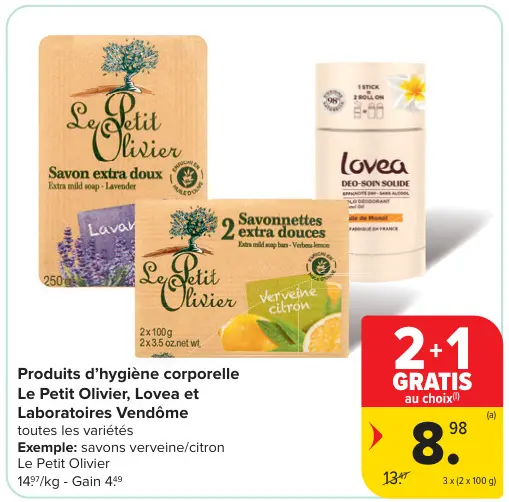 Offre: Produits d'hygiène corporelle