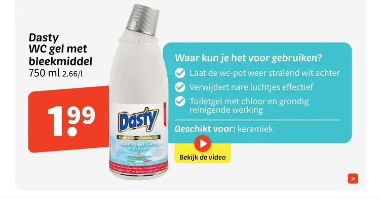 Aanbieding: Dasty WC gel met bleekmiddel
