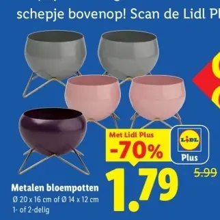 Aanbieding: Metalen bloempotten