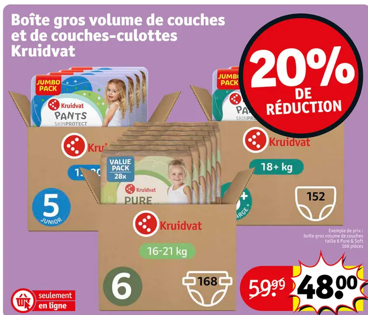 Offre: Boîte gros volume de couches et de couches-cu