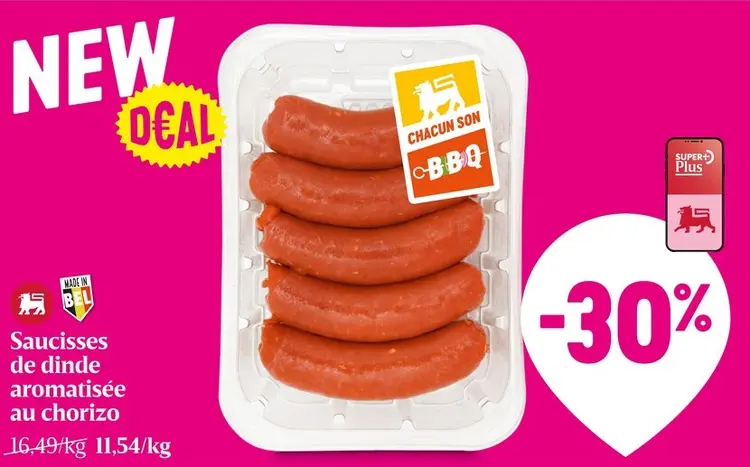 Offre: Saucisses de dinde aromatisée au chorizo
