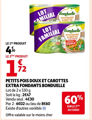 Offre: Petits pois doux et carottes extra fondants