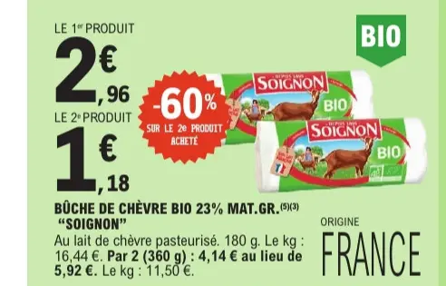 Offre: Bûche de chèvre bio