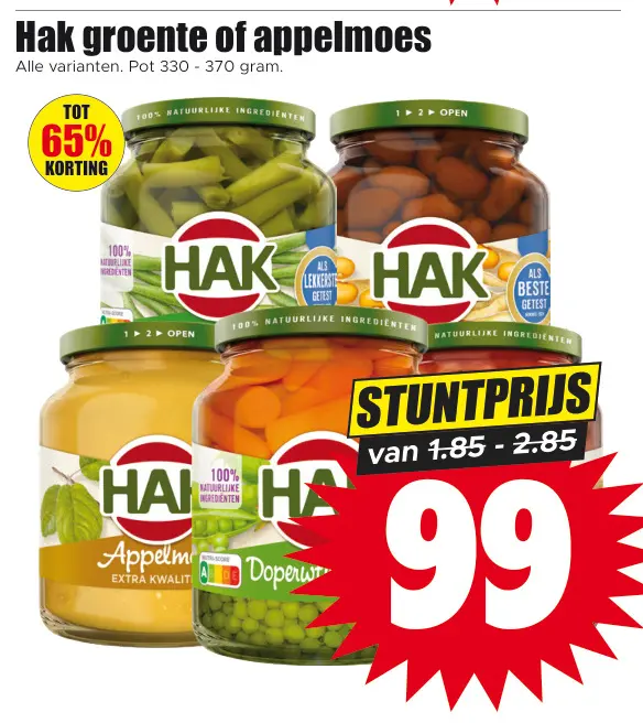 Aanbieding: Hak groente of appelmoes