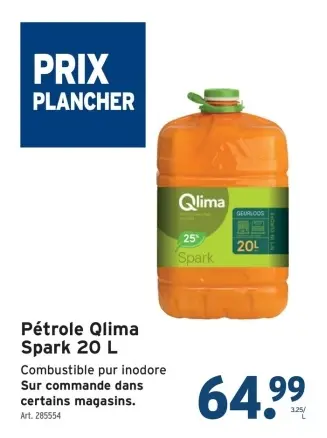 Offre: Pétrole Qlima Spark
