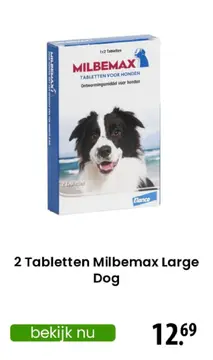 Aanbieding: 2 Tabletten Milbemax Large Dog
