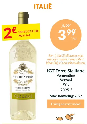 Promotie: IGT Terre Siciliane Vermentino Vezzani Wit