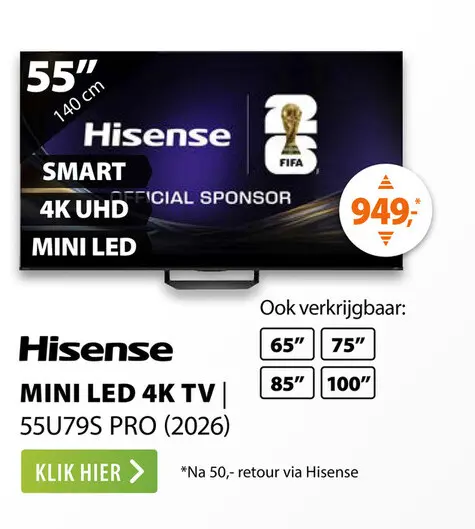 Aanbieding: Hisense MINI LED 55U79S PRO (2026)