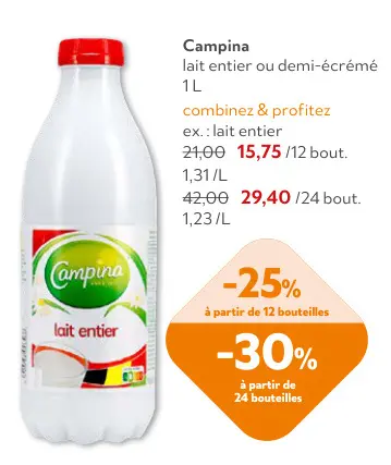 Offre: lait entier ou demi-écrémé