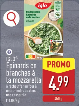 Offre: Épinards en branches à la mozzarella