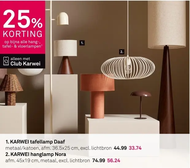 Aanbieding: Tafellamp Daaf of hanglamp Nora