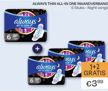 Aanbieding: ALWAYS THIN ALL-IN ONE MAANDVERBAND