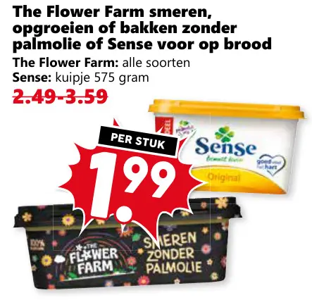 Aanbieding: The Flower Farm smeren, opgroeien of bakken zonder palmolie of Sense voor op brood