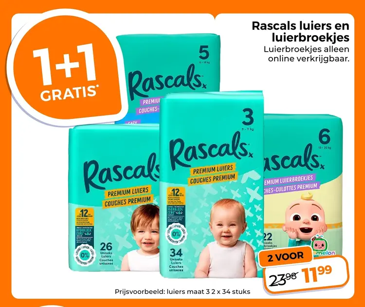 Aanbieding: Rascals luiers en luierbroekjes