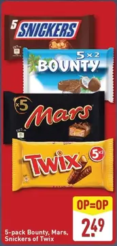 Aanbieding: Bounty, Mars, Snickers of Twix