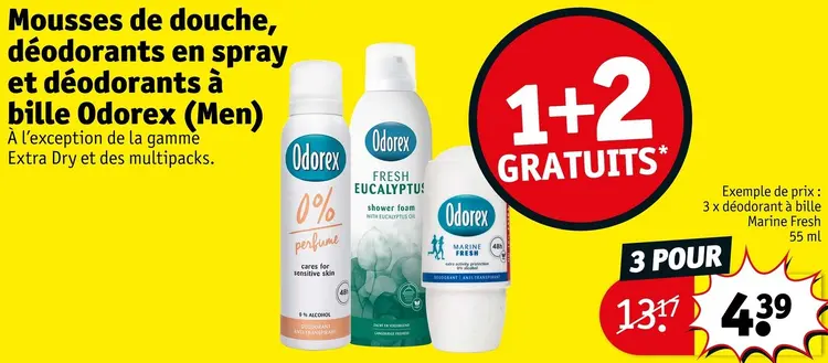 Offre: Mousses de douche, déodorants en spray et déodorants à bille