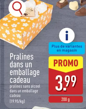 Offre: Pralines dans un emballage cadeau