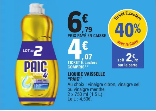 Offre: Liquide vaisselle