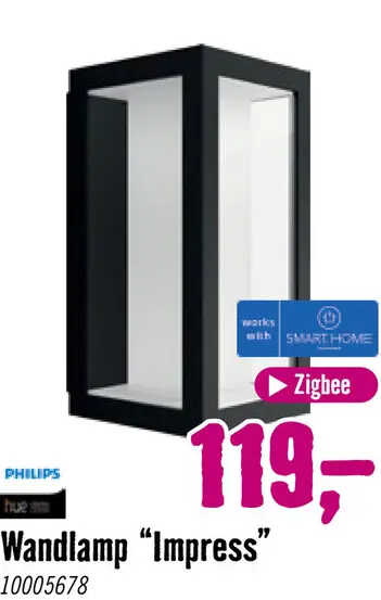 Aanbieding: PHILIPS Hue White and Color Ambiance LED buitenlamp Impress zwart