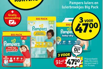 Aanbieding: Pampers luiers en luierbroekjes Big Pack