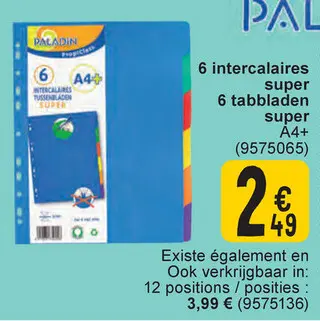 Offre: 6 tabbladen super