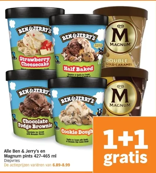Aanbieding: Ben & Jerry's en Magnum pints