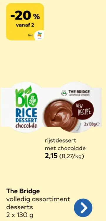 Promotie: rijstdessert met chocolade