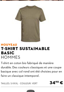 Offre: T - SHIRT SUSTAINABLE BASIC HOMMES