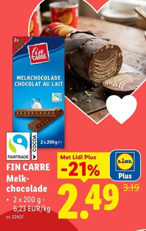 Promotie: FIN CARRE Melkchocolade