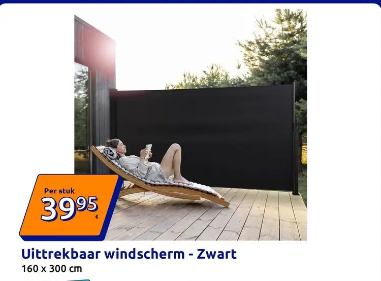 Promotie: Uittrekbaar windscherm - Zwart